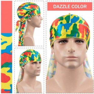 Skullies & Beanies 3PCS Silky Durags Pack for Men Waves- Satin Headwrap Long Tail Doo Rag- Award 1 Wave Cap - Camouflage2 - C...