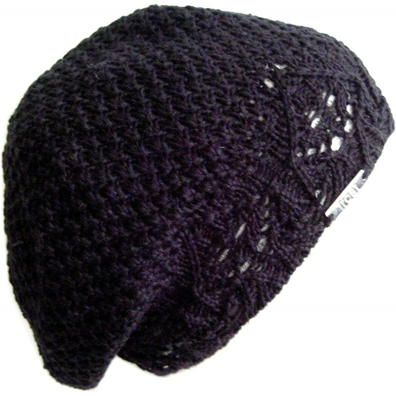 Skullies & Beanies Beautiful Spring Beret Light Crochet Hat - Black - CR11ZQQNAJ7 $18.23