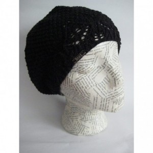 Skullies & Beanies Beautiful Spring Beret Light Crochet Hat - Black - CR11ZQQNAJ7 $18.23