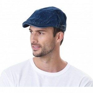 Newsboy Caps Denim Flat Cap Newsboy Ivy Irish Hats Jean Cabbie Scally Cap MZ30040 - Blue - C618R2ADSI6 $17.88