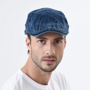 Newsboy Caps Denim Flat Cap Newsboy Ivy Irish Hats Jean Cabbie Scally Cap MZ30040 - Blue - C618R2ADSI6 $17.88