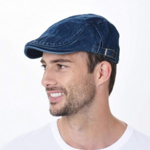 Newsboy Caps Denim Flat Cap Newsboy Ivy Irish Hats Jean Cabbie Scally Cap MZ30040 - Blue - C618R2ADSI6 $17.88