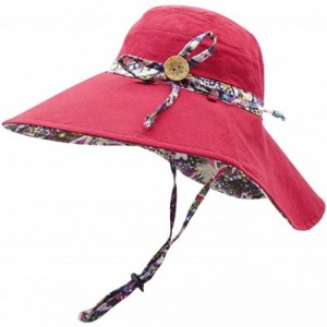 Sun Hats Women's Large Brimmed Summer Hat Foldable Garden Beach UV Protective Sun Hat - Burgundy_style 2 - C018QMAOX6R $22.70