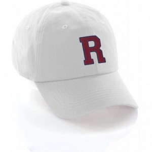 Baseball Caps Customized Letter Intial Baseball Hat A to Z Team Colors- White Cap Blue Red - Letter R - CJ18ET6GDW5 $12.78