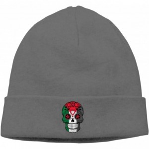 Skullies & Beanies Thick Knit Cap Mens Womens- Sugar Skull Roses Flag Palestine Beanie Hat - Deep Heather - CK18KZX8WIU $26.24
