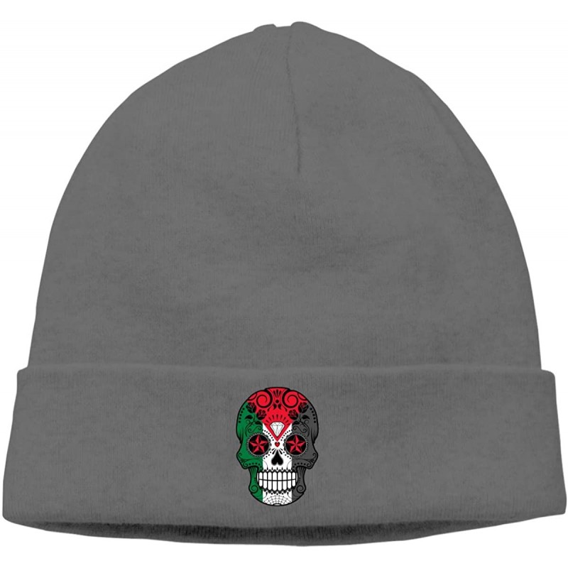 Skullies & Beanies Thick Knit Cap Mens Womens- Sugar Skull Roses Flag Palestine Beanie Hat - Deep Heather - CK18KZX8WIU $16.91