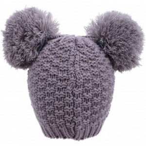 Skullies & Beanies Beanie for Women Pompom Mouse Ears Thick Cable Knit Beanie Hat - Grey - C518K53YZC3 $13.32
