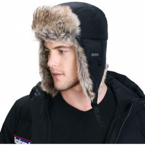 Bomber Hats Unisex Large Head Winter Bomber Trapper Earflaps Ushanka Russian Hat 57-62cm - 69185-black(faux Fur) - CX192O7Y0E...