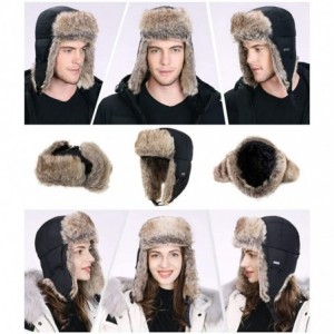 Bomber Hats Unisex Large Head Winter Bomber Trapper Earflaps Ushanka Russian Hat 57-62cm - 69185-black(faux Fur) - CX192O7Y0E...