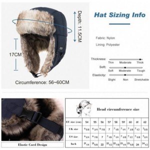 Bomber Hats Unisex Large Head Winter Bomber Trapper Earflaps Ushanka Russian Hat 57-62cm - 69185-black(faux Fur) - CX192O7Y0E...