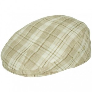 Newsboy Caps Summer Irish Linen Ivy Driving Gatsby Cabbie Newsboy Flat Cap Made in USA - Oatmeal Plaid - CK184WUN500 $22.47