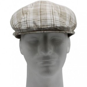 Newsboy Caps Summer Irish Linen Ivy Driving Gatsby Cabbie Newsboy Flat Cap Made in USA - Oatmeal Plaid - CK184WUN500 $22.47