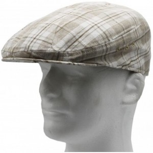 Newsboy Caps Summer Irish Linen Ivy Driving Gatsby Cabbie Newsboy Flat Cap Made in USA - Oatmeal Plaid - CK184WUN500 $22.47