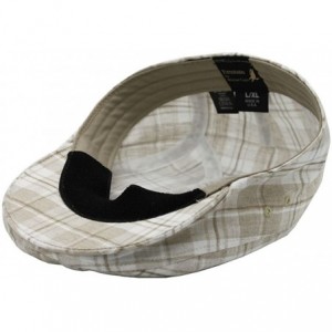 Newsboy Caps Summer Irish Linen Ivy Driving Gatsby Cabbie Newsboy Flat Cap Made in USA - Oatmeal Plaid - CK184WUN500 $22.47