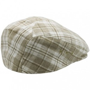 Newsboy Caps Summer Irish Linen Ivy Driving Gatsby Cabbie Newsboy Flat Cap Made in USA - Oatmeal Plaid - CK184WUN500 $22.47