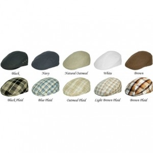 Newsboy Caps Summer Irish Linen Ivy Driving Gatsby Cabbie Newsboy Flat Cap Made in USA - Oatmeal Plaid - CK184WUN500 $22.47