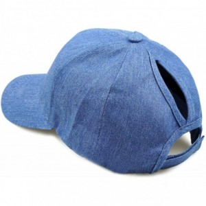 Baseball Caps Women Ponytail Baseball Hats Messy High Bun Hat Ponycaps Adjustable Cotton Trucker Dad Cap - B-denim Blue - CT1...