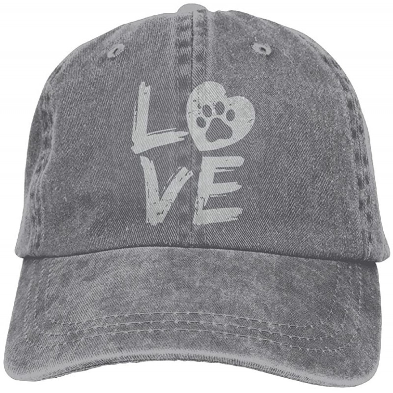 Baseball Caps Men's Or Women's Love Paw Print in Heart Yarn-Dyed Denim Baseball Hat Adjustable Street Rapper Hat - CX187ZALYT...