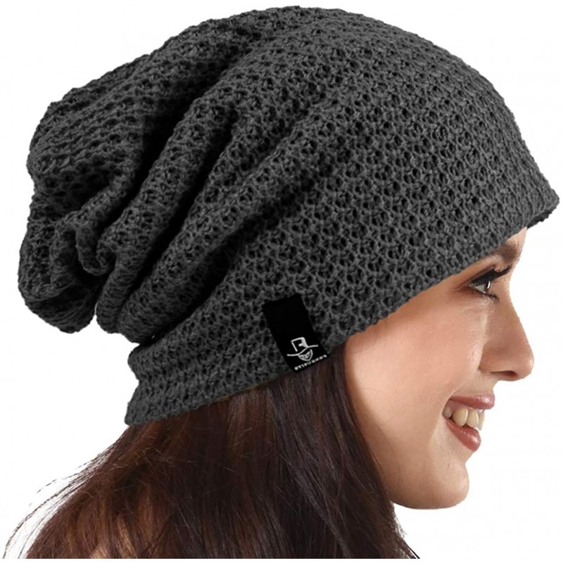 Skullies & Beanies Women's Knit Slouchy Beanie Baggy Skull Cap Turban Winter Summer Beret Hat - Solid Grey - C618W8KCIZW $12.37