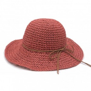 Sun Hats Women's Wide Brim Caps Foldable Fashion Summer Beach Sun Straw Hats - Red - CO12IDG2I3V $22.15