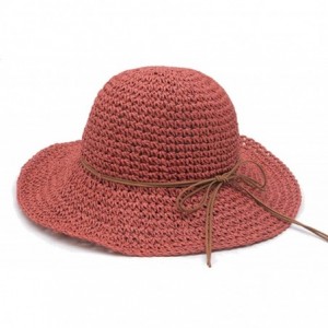 Sun Hats Women's Wide Brim Caps Foldable Fashion Summer Beach Sun Straw Hats - Red - CO12IDG2I3V $10.92