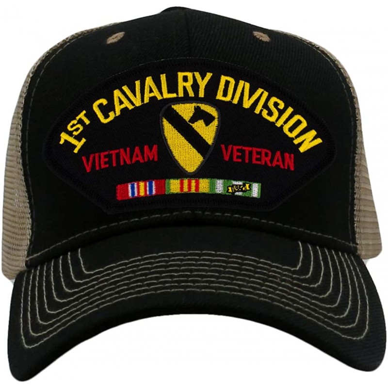 Baseball Caps 1st Cavalry Division - Vietnam Veteran Hat/Ballcap Adjustable One Size Fits Most - Mesh-back Black & Tan - CF18...