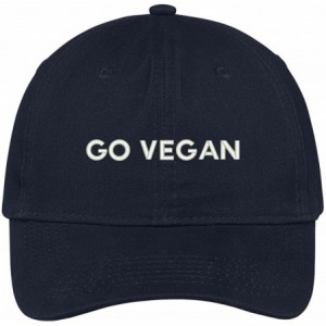 Baseball Caps Go Vegan Embroidered Soft Low Profile Adjustable Cotton Cap - Navy - CF12O3HN2LH $14.29