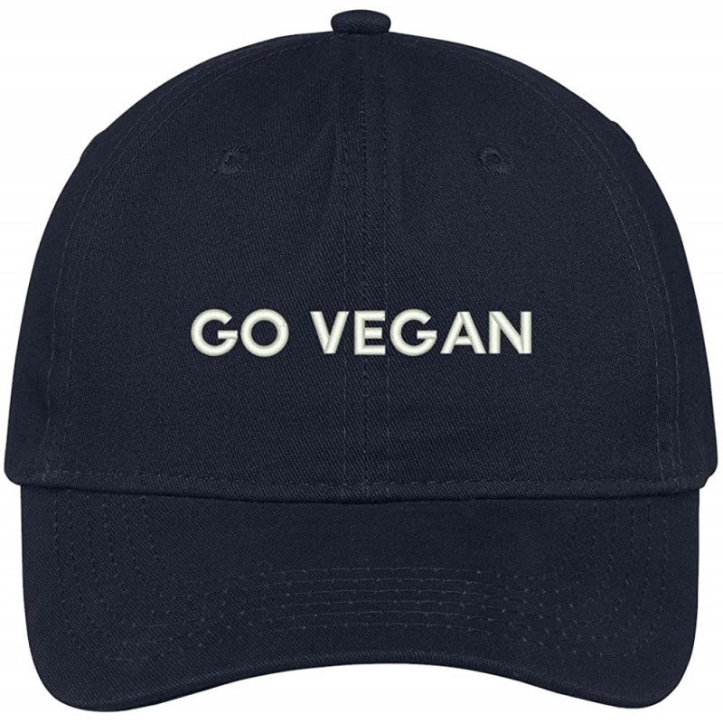 Baseball Caps Go Vegan Embroidered Soft Low Profile Adjustable Cotton Cap - Navy - CF12O3HN2LH $14.29