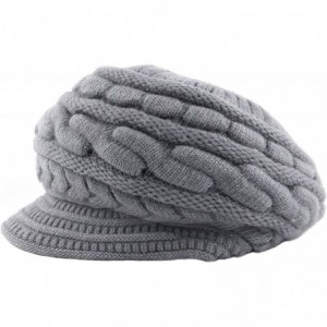 Skullies & Beanies Women's Winter Warm Hat Crochet Slouchy Beanie Knitted Caps with Visor - A-grey - CL18HKH98U8 $12.06