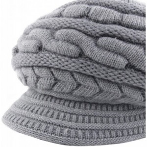 Skullies & Beanies Women's Winter Warm Hat Crochet Slouchy Beanie Knitted Caps with Visor - A-grey - CL18HKH98U8 $12.06