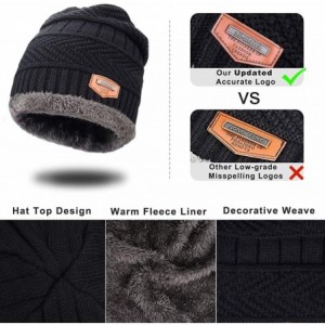 Skullies & Beanies Winter Knit Beanie Hat Neck Warmer Scarf and Touch Screen Gloves Set 2/3 Pcs Fleece Lined Skull Cap for Me...