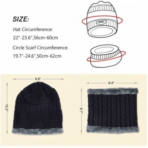 Skullies & Beanies Winter Knit Beanie Hat Neck Warmer Scarf and Touch Screen Gloves Set 2/3 Pcs Fleece Lined Skull Cap for Me...