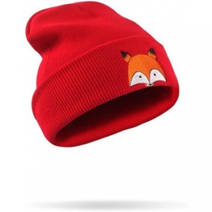 Cowboy Hats Embroidery Pattern Hat Unisex Warm Hat Knitted Cap Hats Warm Cap Soft Cap - Red - CP18LYQ3N36 $20.02