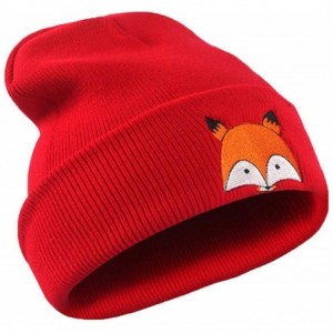 Cowboy Hats Embroidery Pattern Hat Unisex Warm Hat Knitted Cap Hats Warm Cap Soft Cap - Red - CP18LYQ3N36 $10.61