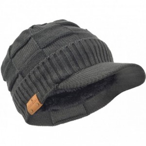 Newsboy Caps Retro Newsboy Knitted Hat with Visor Bill Winter Warm Hat for Men - Check-dgrey - CG18INUW27X $25.29