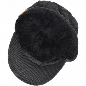 Newsboy Caps Retro Newsboy Knitted Hat with Visor Bill Winter Warm Hat for Men - Check-dgrey - CG18INUW27X $15.30