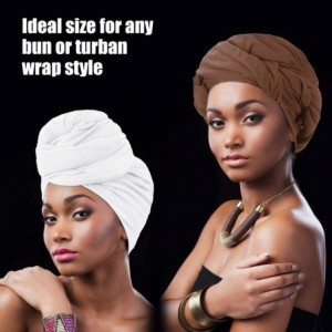 Headbands 2 Pieces Stretch Head Wrap Scarf Stretchy Turban Long Hair Scarf Wrap Solid Color Soft Head Band Tie for Women - CI...