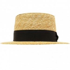 Fedoras Unisex Maize Straw Flat Top Pork Pie Boater Derby Fedora Sun Hat Natural 7-1/4 - CJ17YQTG7D9 $27.05