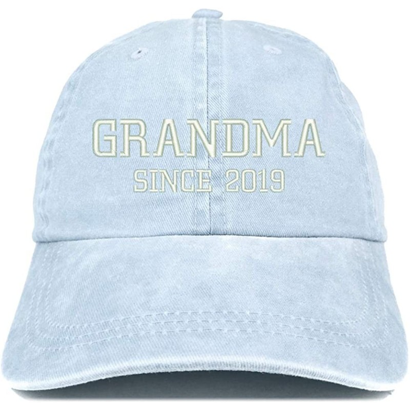 Baseball Caps Grandma Since 2019 Embroidered Washed Pigment Dyed Cap - Light Blue - CW180OW6CIA $17.15