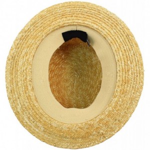 Fedoras Unisex Maize Straw Flat Top Pork Pie Boater Derby Fedora Sun Hat Natural 7-1/4 - CJ17YQTG7D9 $27.05