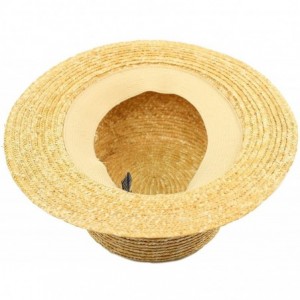 Fedoras Unisex Maize Straw Flat Top Pork Pie Boater Derby Fedora Sun Hat Natural 7-1/4 - CJ17YQTG7D9 $27.05