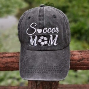 Baseball Caps Women's Embroidered Soccer Mom Adjustable Dad Hat Vintage Washed Cotton Cap - Black Ponytail - CB18ZKNS6Q9 $11.36