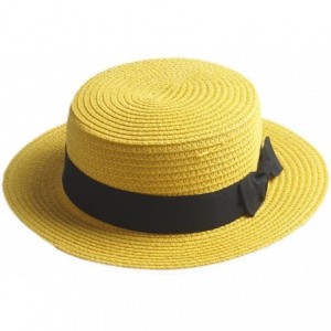 Sun Hats Fashion Women Men Summer Straw Boater Hat Boonie Hats Beach Sunhat Bowler Caps - Yellow - C11824U8O8O $11.14