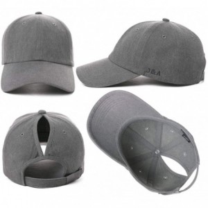 Baseball Caps 100% Cotton Ponytail Unconstructed Washed Dad Hat Messy High Bun Ponycaps Plain Baseball Cap - Light Grey00700 ...