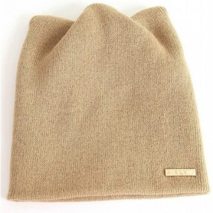 Skullies & Beanies Women Cute Cat Ear Cable Knit Beanie Hat Winter Warm Soft Chunky Ski Caps - Beige - CO18KCEL2R7 $9.18