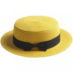 Sun Hats Fashion Women Men Summer Straw Boater Hat Boonie Hats Beach Sunhat Bowler Caps - Yellow - C11824U8O8O $11.14