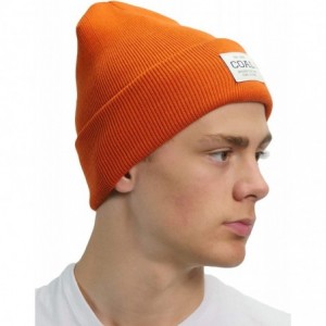 Skullies & Beanies Men's The Uniform Fine Knit Workwear Cuffed Beanie Hat - Burnt Orange - CK18W4GO5S9 $25.28