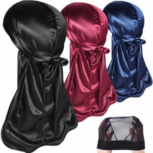 Skullies & Beanies 3PCS Silky Durags Pack for Men Waves- Satin Doo Rag- Award 1 Wave Cap - 1a-style J - C618TLW292Y $19.07