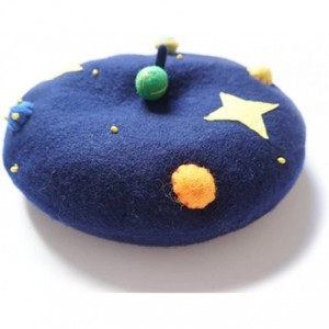 Berets Lady French Beret- Beanie Hat- Beanie Cap- Soft Wool- Handmade - Blue - Little Prince M(52-55cm) - CU187QRX940 $22.85