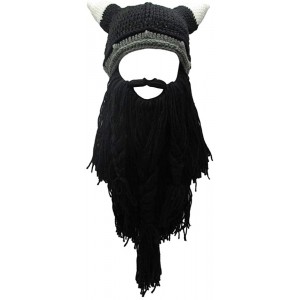 Skullies & Beanies Knit Beard Hat Long Bearded Horns Hat Detachable Bearded Face Mask Cap Outdoor Activities Skiing Skull Bea...